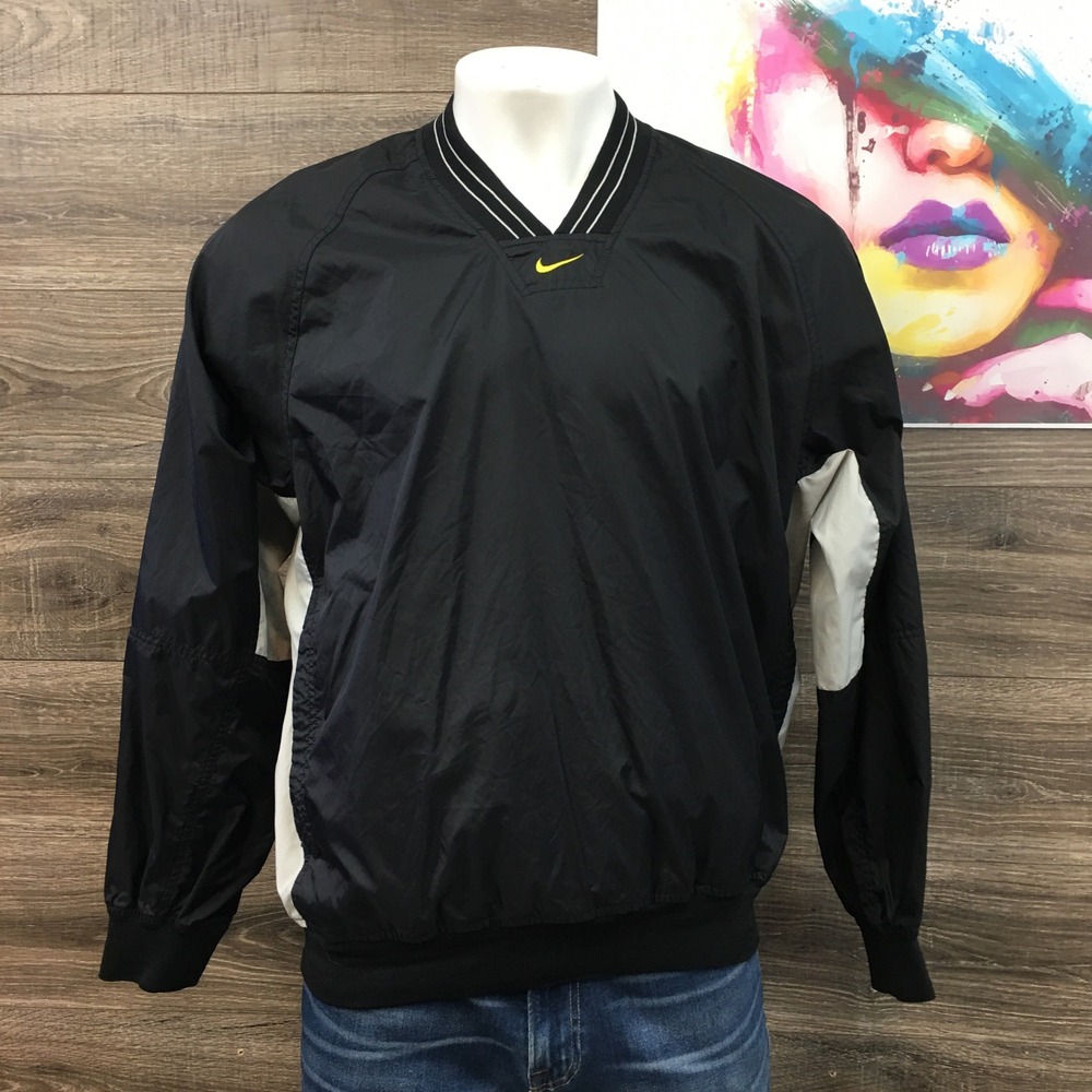Vintage Nike Men's Center Swoosh V Neck Lightweight Pullover Track Jacket Size L